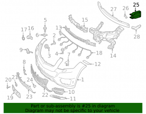 Front bumper reinforcement fang right Mercedes GLK-class X204 10-15 aluminum
