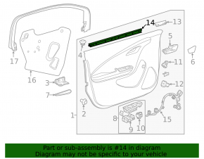 Glass seal inside front left door Chevrolet Volt 11-15
