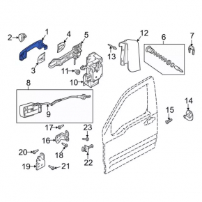 Outer rear left door handle Ford Transit Connect 10-13 black