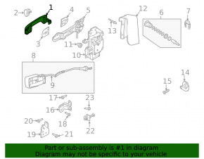 Outer rear left door handle Ford Transit Connect 10-13 black