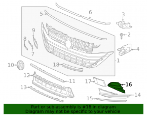 Left bumper grille for Volkswagen Arteon 21-21