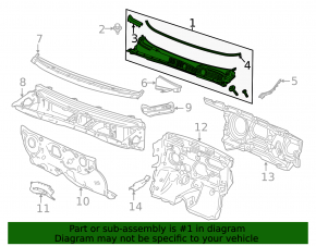 Windscreen wiper grille plastic Buick Encore 13-16
