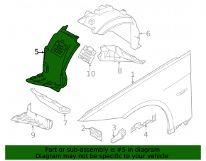 Front mudguard right front part BMW 335i e92 07-13