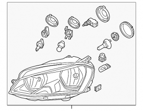 Headlight front right VW Golf 15-17 naked