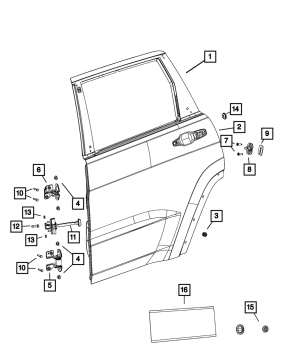 Bare rear left door for a Jeep Grand Cherokee WL 22-25