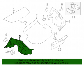 Left arch trim for Nissan Leaf 13-17 black