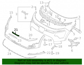 Front bumper molding, central upper, Kia Niro 23-26 EV