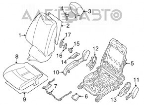 Nissan Leaf 13-13 passenger seat without airbag, heated, black