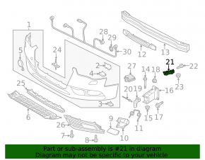 Front bumper mount on the right fender for Audi A4 B8 13-16 rest.