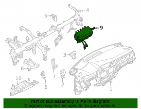 Mitsubishi Outlander 22-25 passenger airbag in the dashboard
