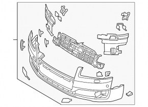 Bare front bumper for Audi A8 15-16, with parking sensors and headlight washers