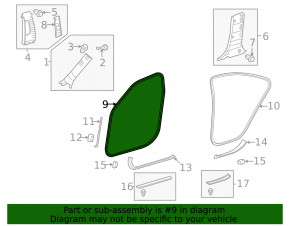 Door seal front left Lexus ES350 07-12