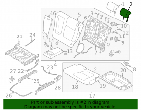 Mitsubishi Outlander 19-22 black leather rear left headrest, 2nd row