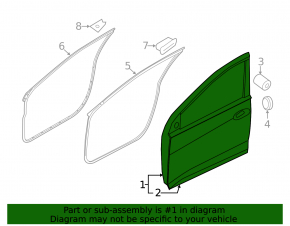 Door assembly front right Hyundai Elantra UD 11-16