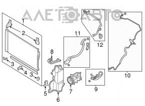 Air conditioner radiator bracket upper right Infiniti Q50 14-17 3.0T, 3.5, 3.7 plastic