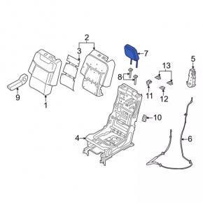 Ford Explorer 20-25 rear left headrest, black leather
