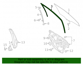 Glass seal front right Mazda CX-9 16-