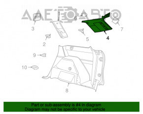 Left rear pillar trim panel behind the window for a 11-13 Dodge Journey, 3-row seat, gray, dry-cleanable, scratches