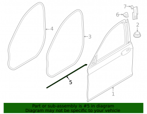 BMW 5 G30 17-23 front right door seal lower