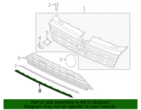 VW Tiguan 18-21 lower front bumper grille molding, central, R-Line