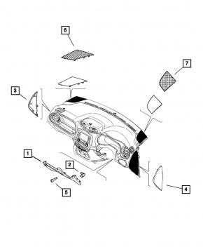 Front panel trim side right Jeep Renegade 15- black
