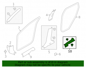 Door sill trim inner rear left Nissan Rogue 14-20 black