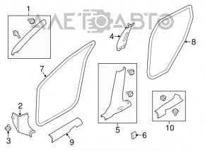 Door sill trim inner rear left Nissan Rogue 14-20 black