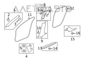 Front pillar trim upper right Honda Insight 19-22 gray