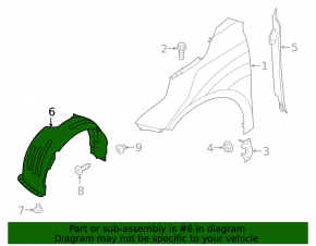 Front left fender liner Kia Forte 19-21