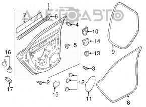 Bare rear right door Audi A3 8V 15-18 4d gray LX7M, with lower hinge, bolt stripped