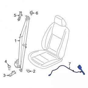 Ford Transit Connect MK2 13-18 passenger seat belt latch, black, with wire