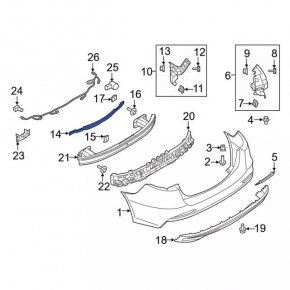 Rear bumper mount central Ford Fusion mk5 19-20