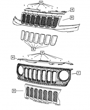 Radiator grill grill Jeep Compass 11-16 gray, without inserts SIGNEDA