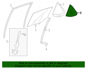 Door glass triangle rear left Acura TLX 15-