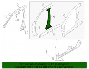 Body pillar central right Nissan Rogue Sport 17-19 on the body