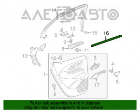 Glass seal inside rear right door GMC Terrain 18-