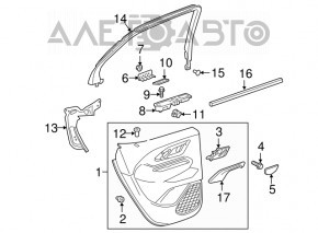 Glass seal inside rear right door GMC Terrain 18-
