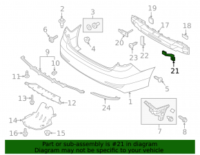 Rear bumper reinforcement bracket right upper Hyundai Sonata 15-17