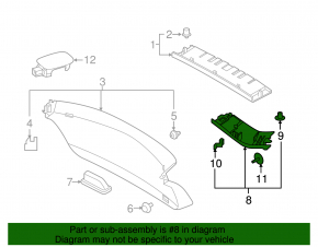 Trunk door trim right Infiniti QX30 17-19 black