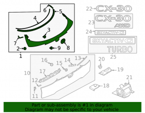 Upper trunk lid trim Mazda CX-30 20-25 black, without emblem, with fasteners and seal