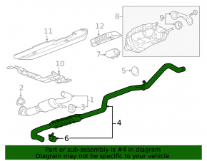 Chevrolet Volt 11-15 exhaust pipe, center section, rear barrel, without resonator