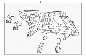 Left front headlight for Nissan Pathfinder 13-16 pre-restored, without mounting