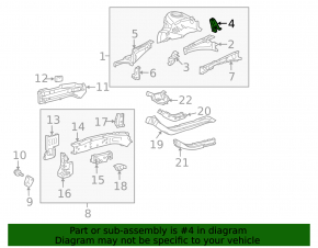 Left rear fender apron inner panel bracket for Toyota Prius V 12-17