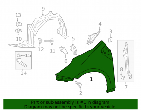 Front right wing Toyota Prius 50 Prime 17-22