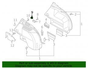 Left arch trim hook for Audi Q3 83A 19-25 black