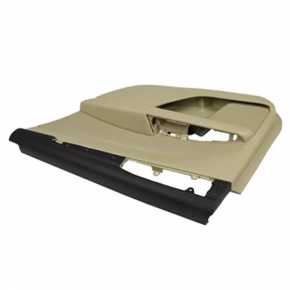 Door trim card rear right Ford Fusion mk5 13-16 beige with beige insert cloth, armrest leather, molding gray structure, tear on leather