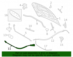 VW Jetta 19 Hood Release Cable - Front