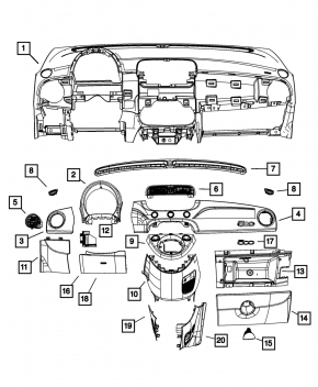 Fiat 500 12-15 front panel air vent deflector, central