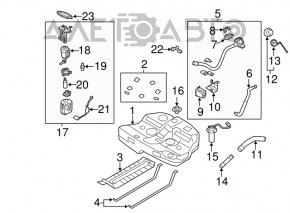 The fuel filler neck of the Hyundai Sonata 13-15 hybrid is bent