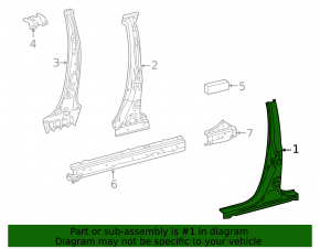 Body pillar central right Lexus RX350 RX450h 10-15